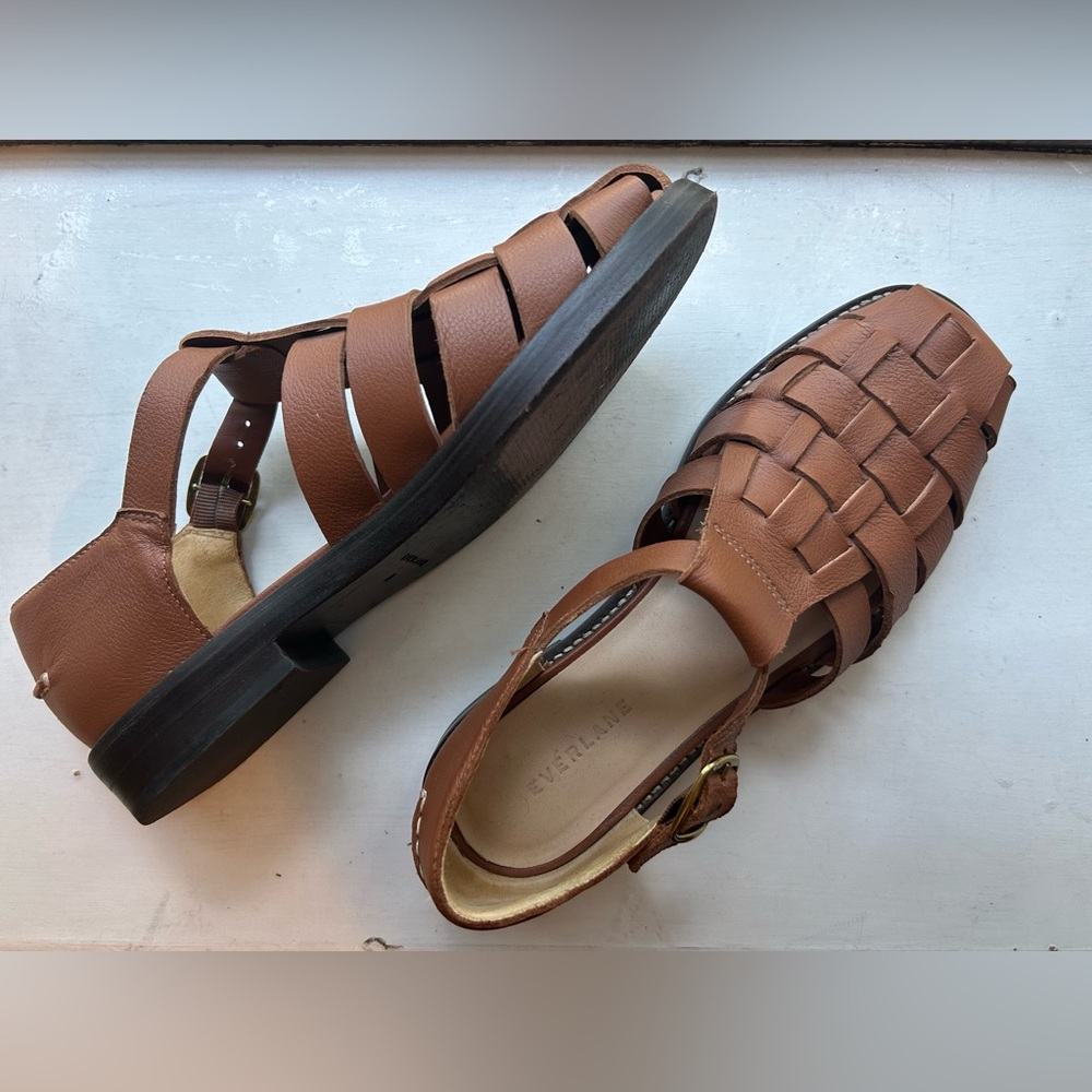 Everlane The Leather Fisherman Sandal, Adobe Brown, Size 9